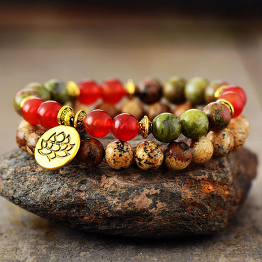 Jasper & Carnelian Mala Bead Bracelets